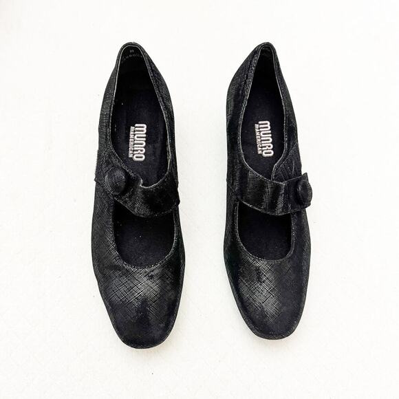 Munro Black Leather Mary Jane Wedge Rubber Sole Comfort Shoes Size 8 - Picture 1 of 8